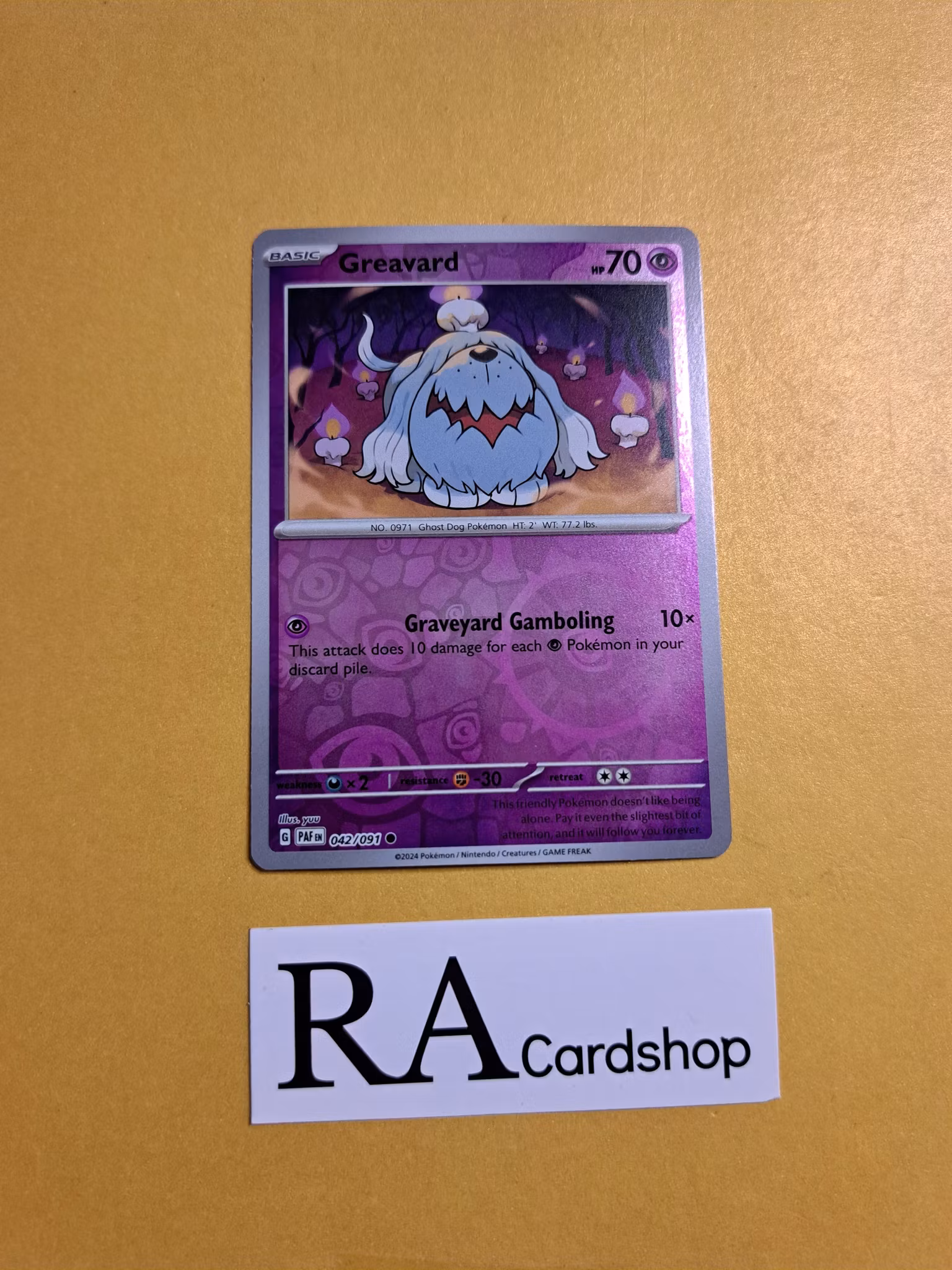 Greavard Reverse Holo Common 042/091 Paldean Fates Pokemon