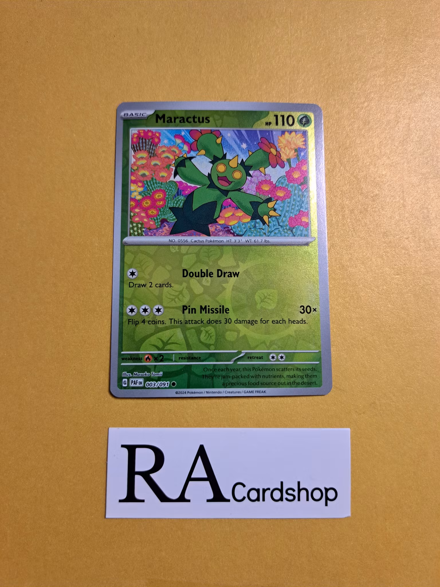 Maractus Reverse Holo Common 003/091 Paldean Fates Pokemon