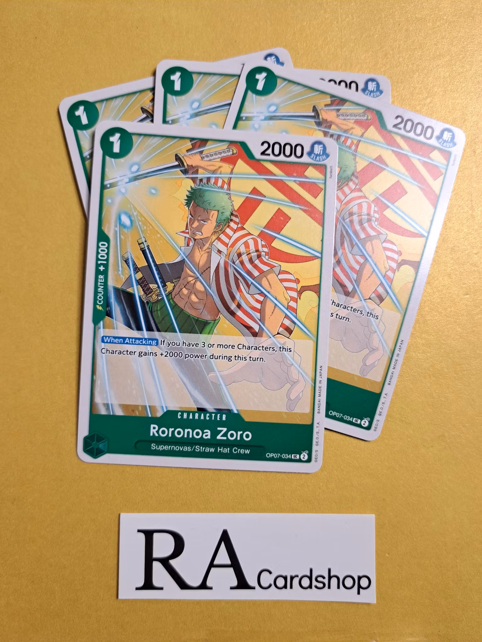Roronoa Zoro Uncommon OP07-034 500 Years Into The Future One Piece Card Game