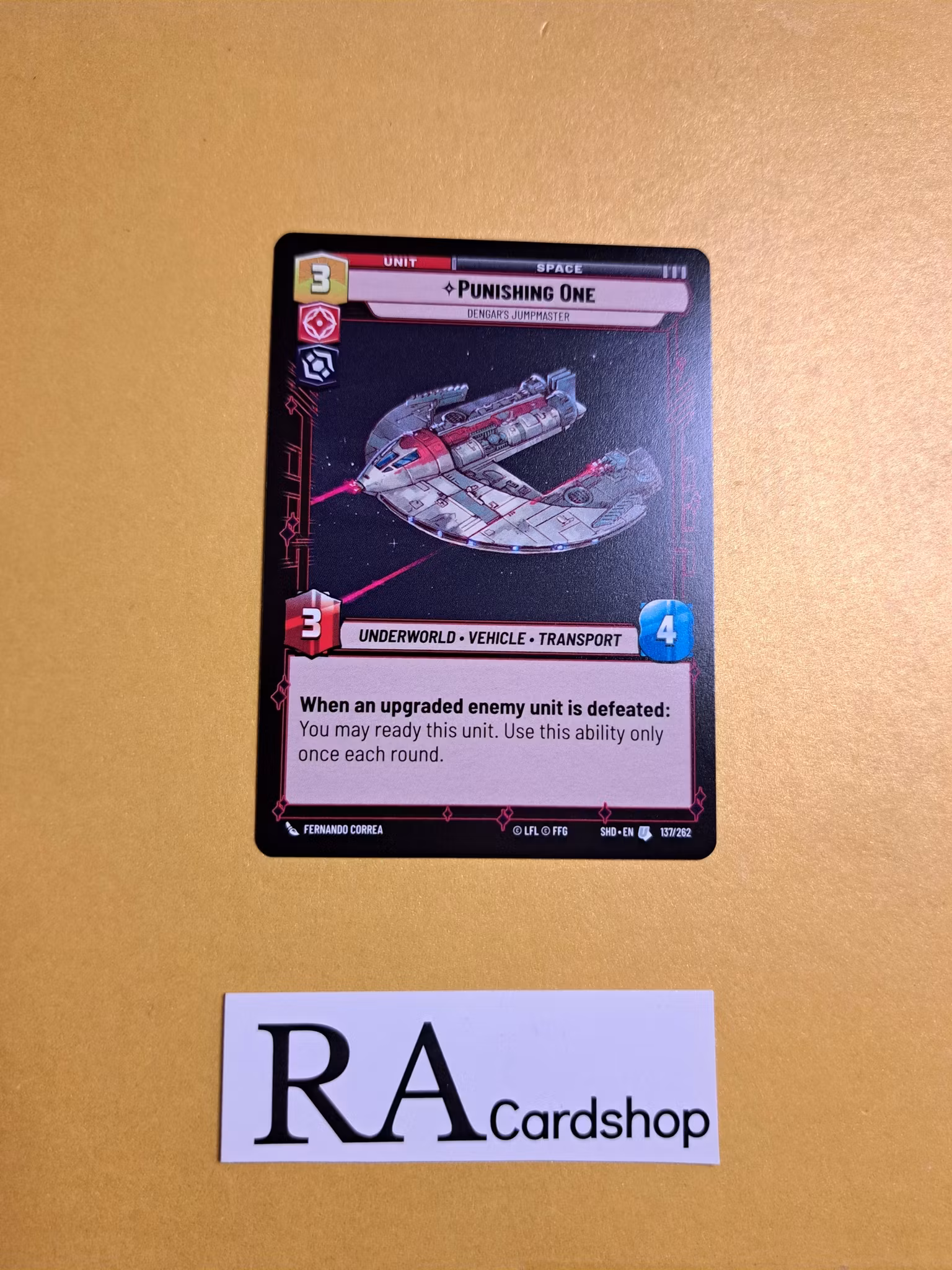 Punishing One Uncommon 137/262 Shadows of the Galaxy Star Wars Unlimited TCG