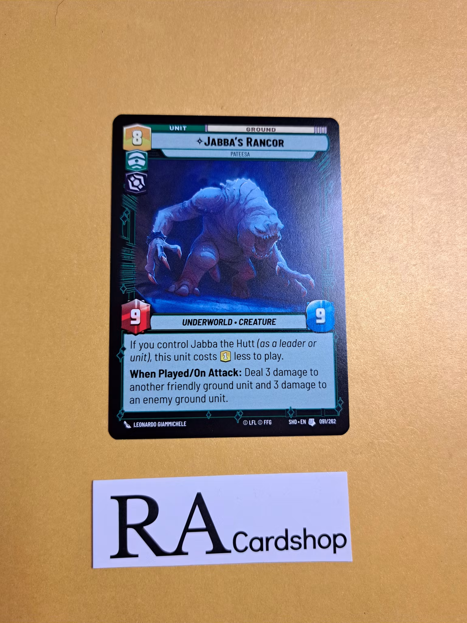 Jabbas Rancor Uncommon 091/262 Shadows of the Galaxy Star Wars Unlimited TCG
