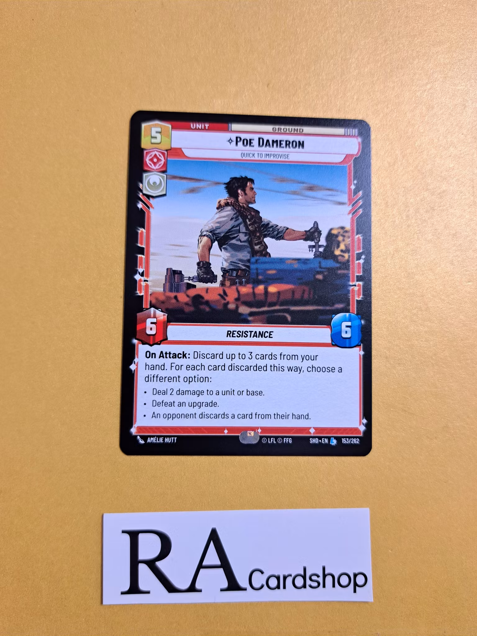 Poe Dameron Legendary 153/262 Shadows of the Galaxy Star Wars Unlimited TCG