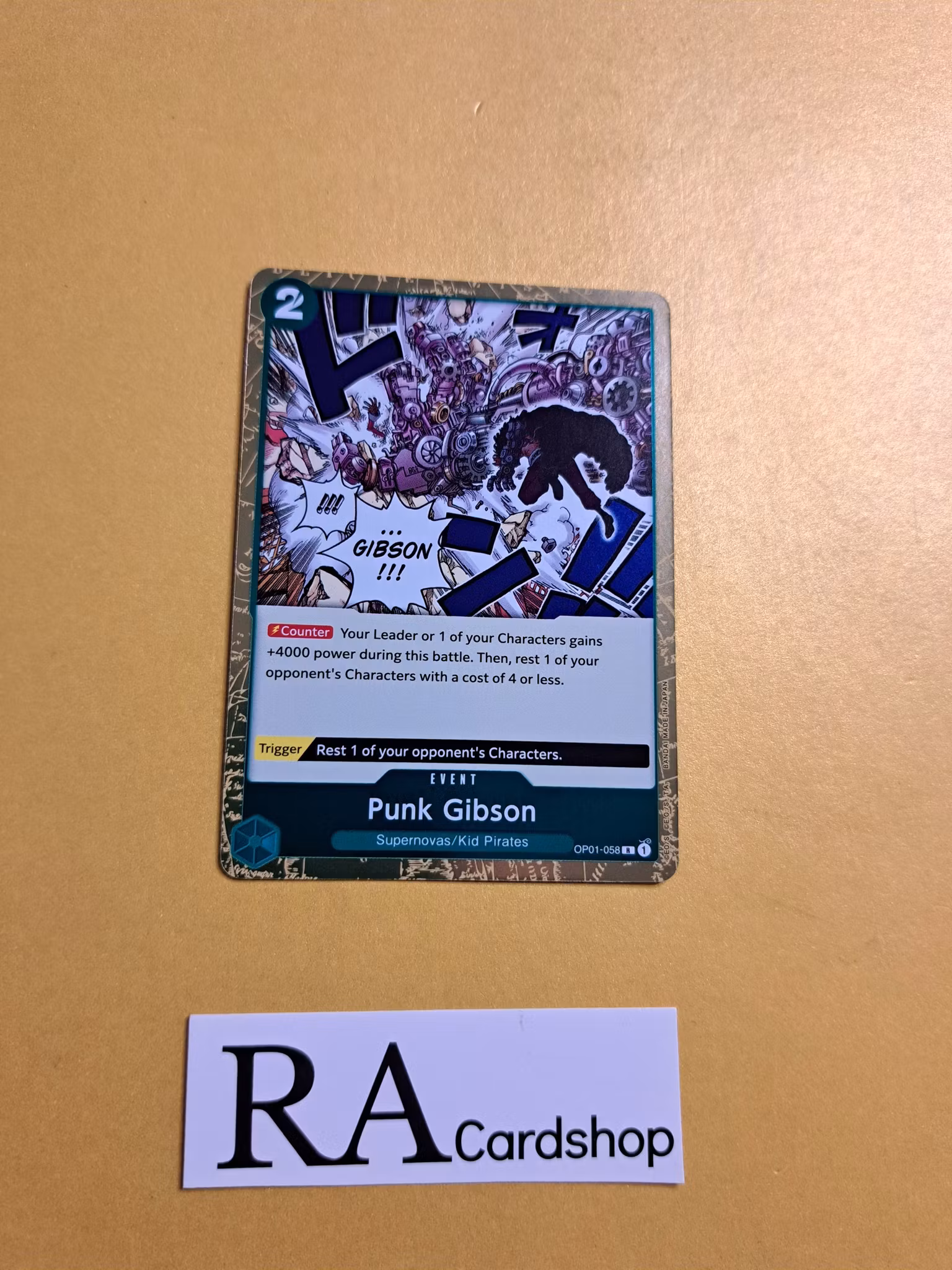 Punk Gibson Rare Foil OP01-058 Pre-Errata Romance Dawn One Piece Card Game