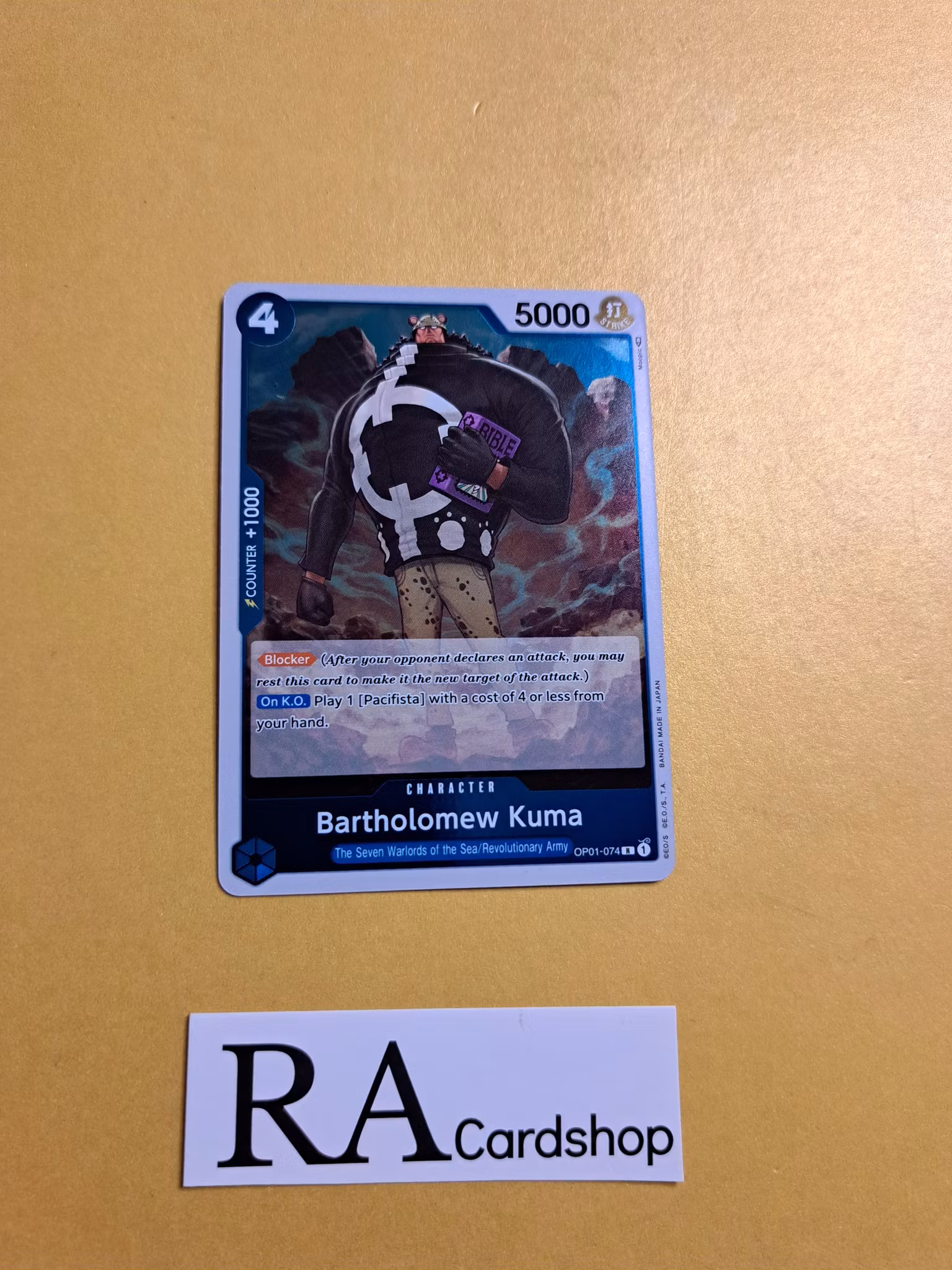 Bartholomew Kuma Rare Foil OP01-074 Pre-Errata Romance Dawn One Piece Card Game