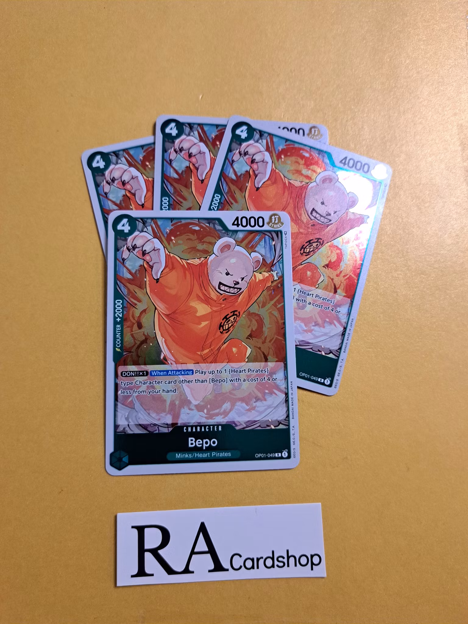 Bepo Rare Foil Playset OP01-049 Romance Dawn One Piece Card Game