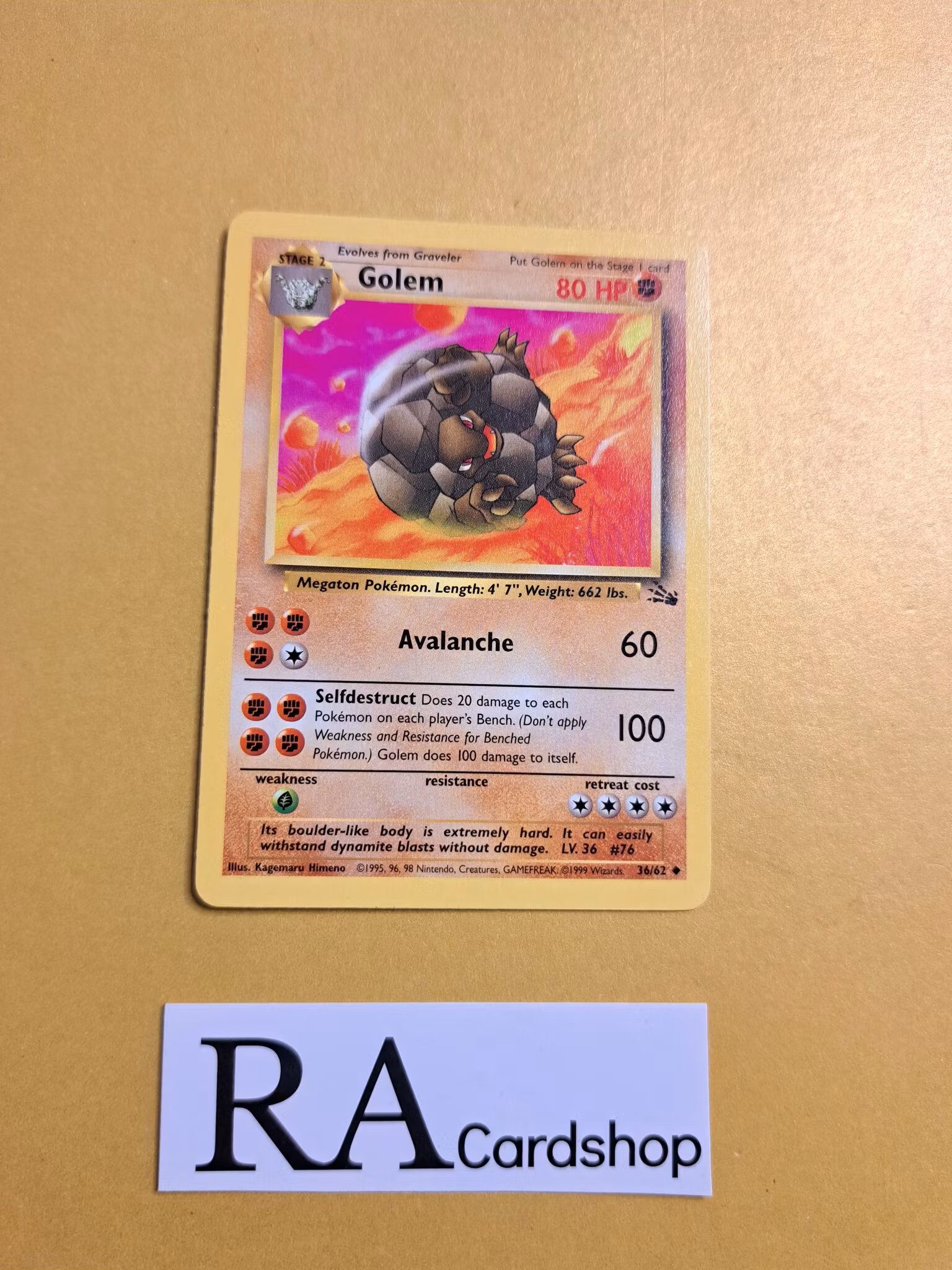 Golem Uncommon 36/62 Fossil Pokemon TCG (2)
