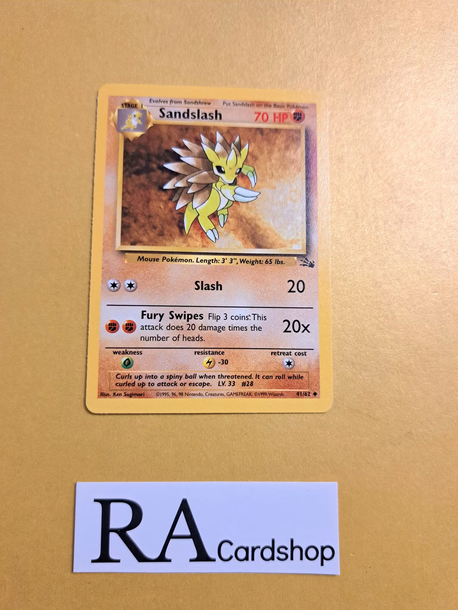Sandslash Uncommon 41/62 Fossil Pokemon TCG (2)