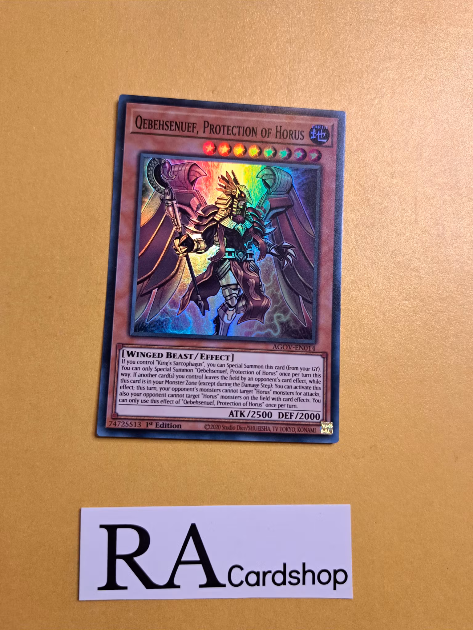 Qebehsenuef, Protection of Horus Super Rare AGOV-EN014 1st Edition Age of Overlord 2020 AGOV Yu-Gi-Oh