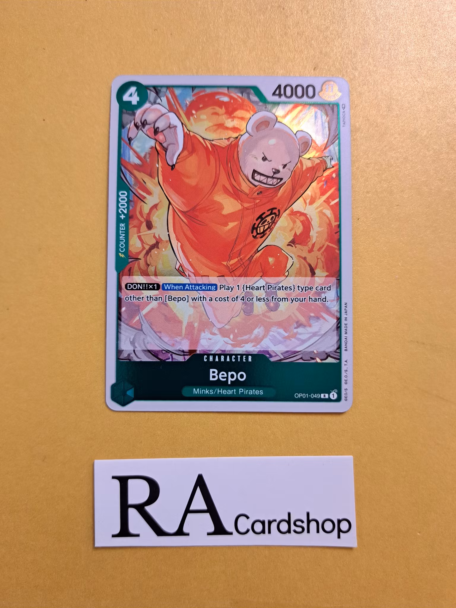 Bepo Rare Foil OP01-049 Pre-Errata Romance Dawn One Piece Card Game
