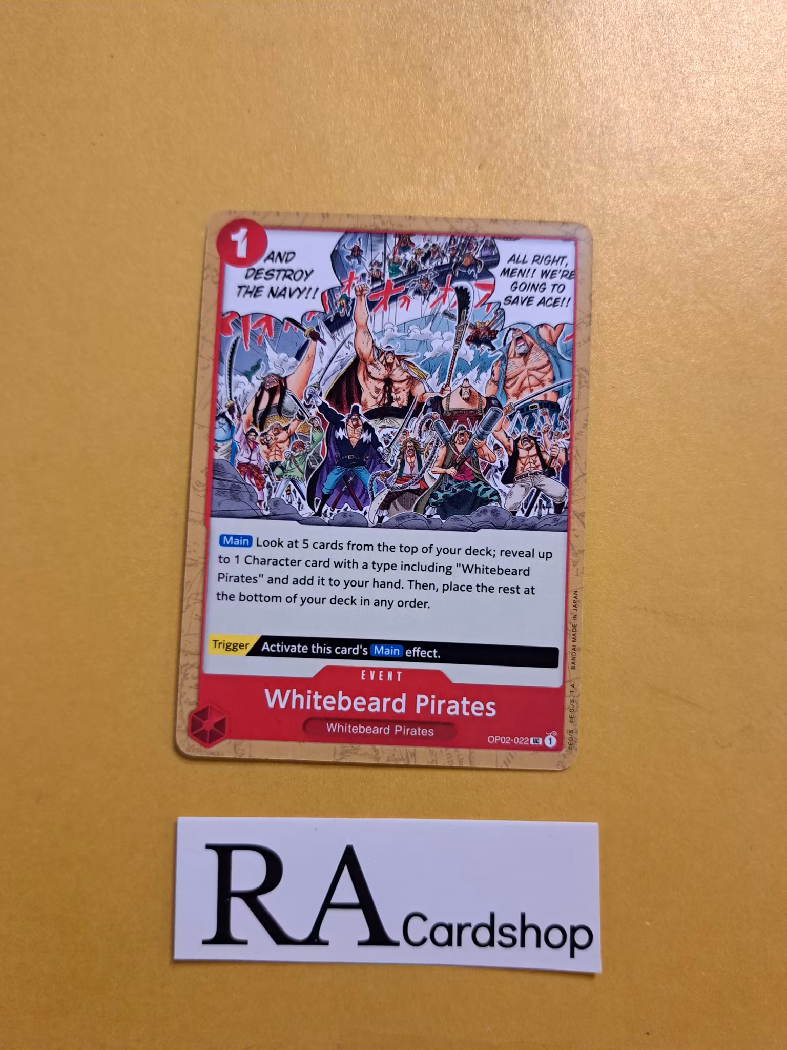 Whitebeard Pirates Uncommon OP02-022 Paramount War One Piece Card Game