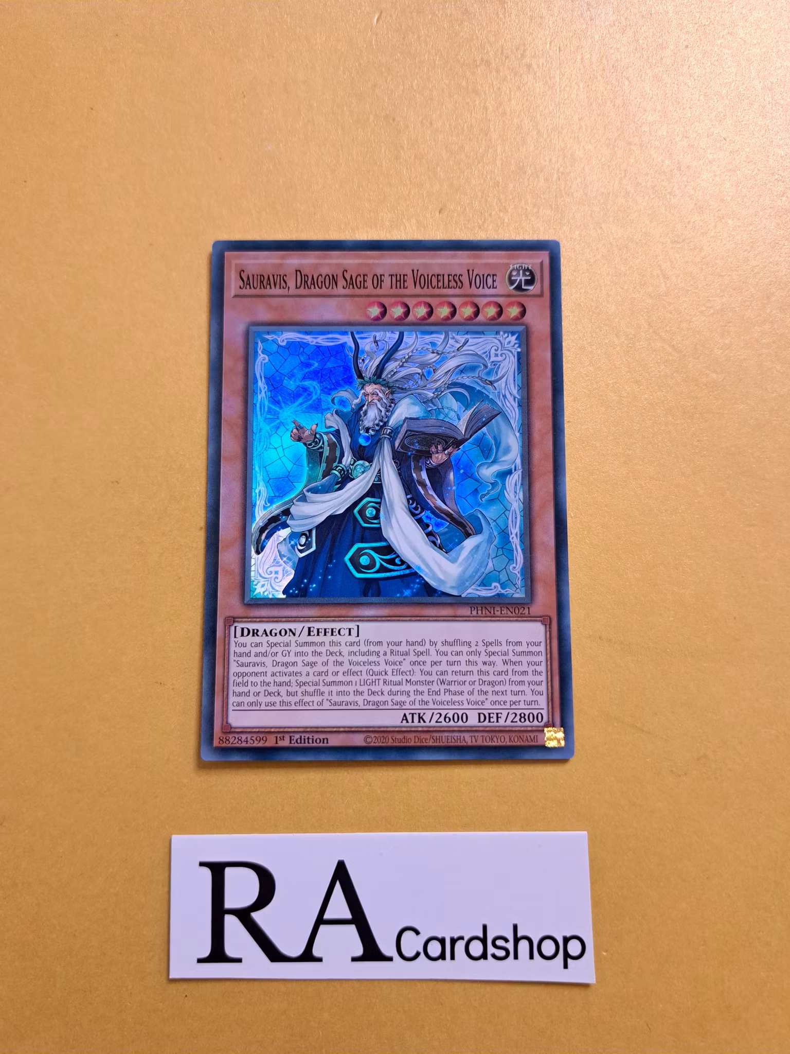 Sauravis, Dragon Sage of the Voiceless Voice Super Rare PHNI-EN021 1st Edititon Phantom Nightmare PHNI Yu-Gi-Oh