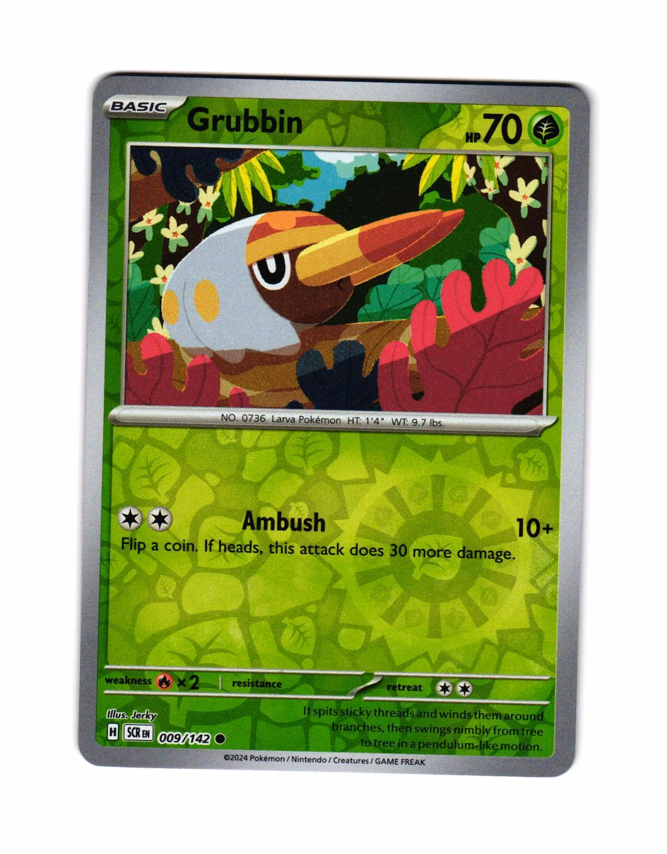 Grubbin Reverse Holo Common 009/142 Stellar Crown Pokemon
