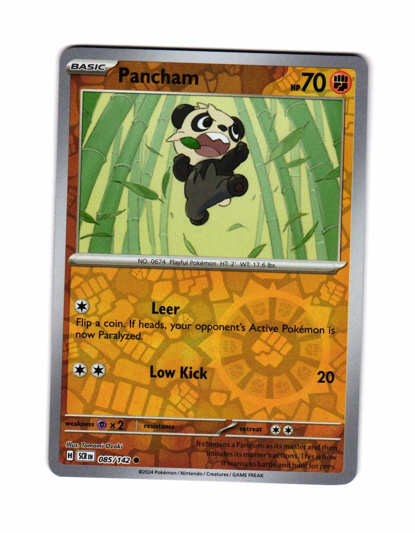 Pancham Reverse Holo Common 085/142 Stellar Crown Pokemon