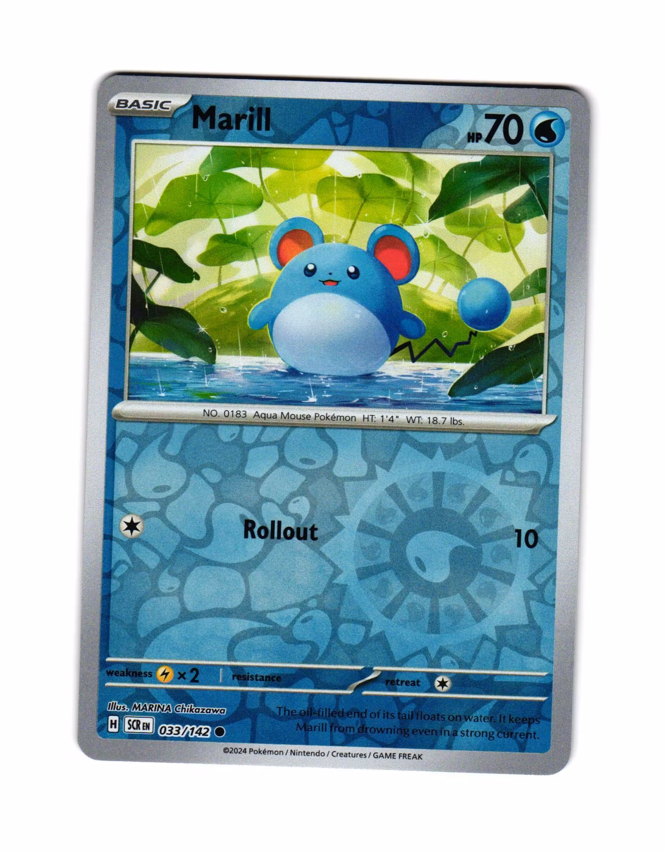 Marill Reverse Holo Common 033/142 Stellar Crown Pokemon