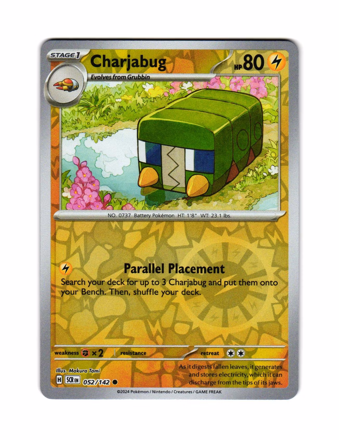 Charjabug Reverse Holo Common 052/142 Stellar Crown Pokemon