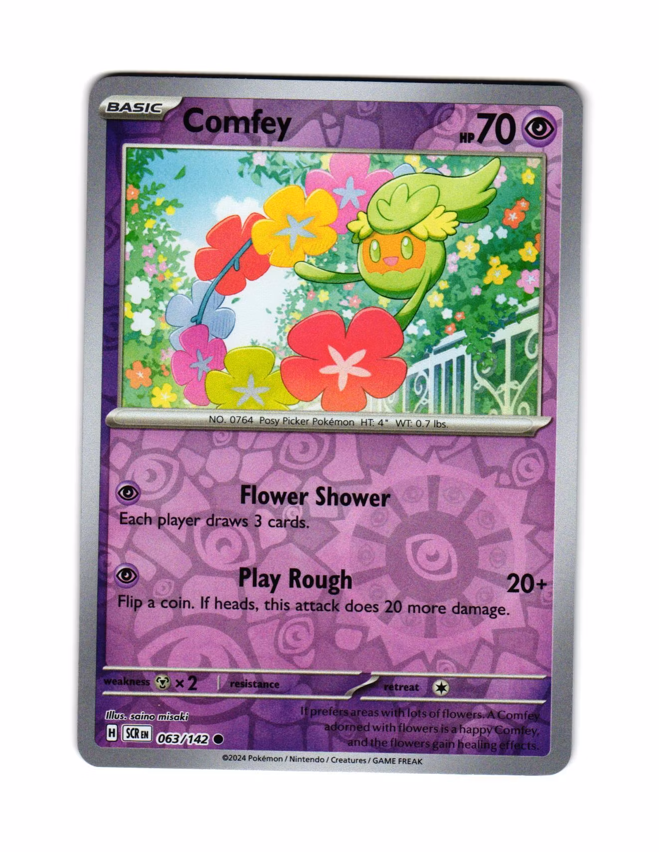 Comfey Reverse Holo Common 063/142 Stellar Crown Pokemon