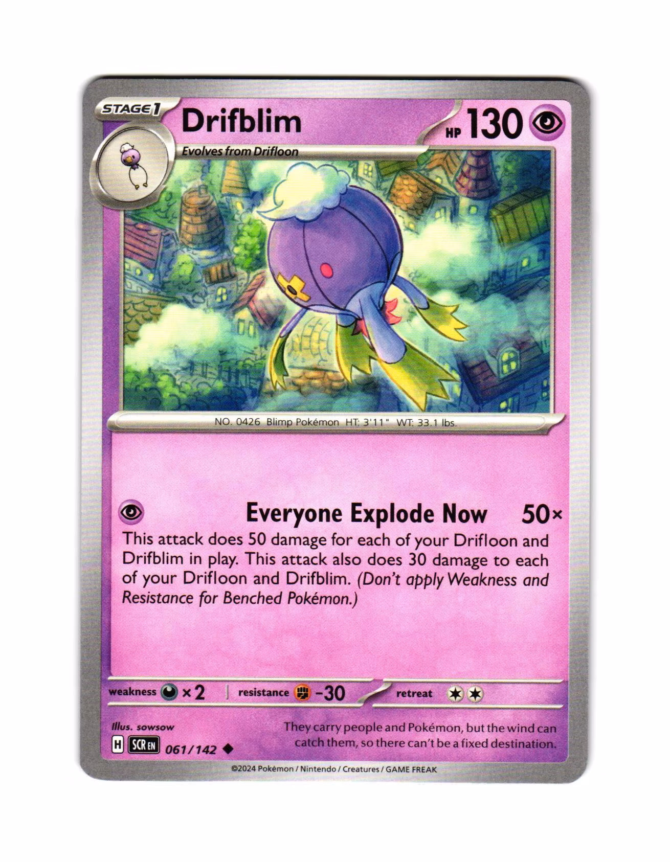 Drifblim Uncommon 061/142 Stellar Crown Pokemon