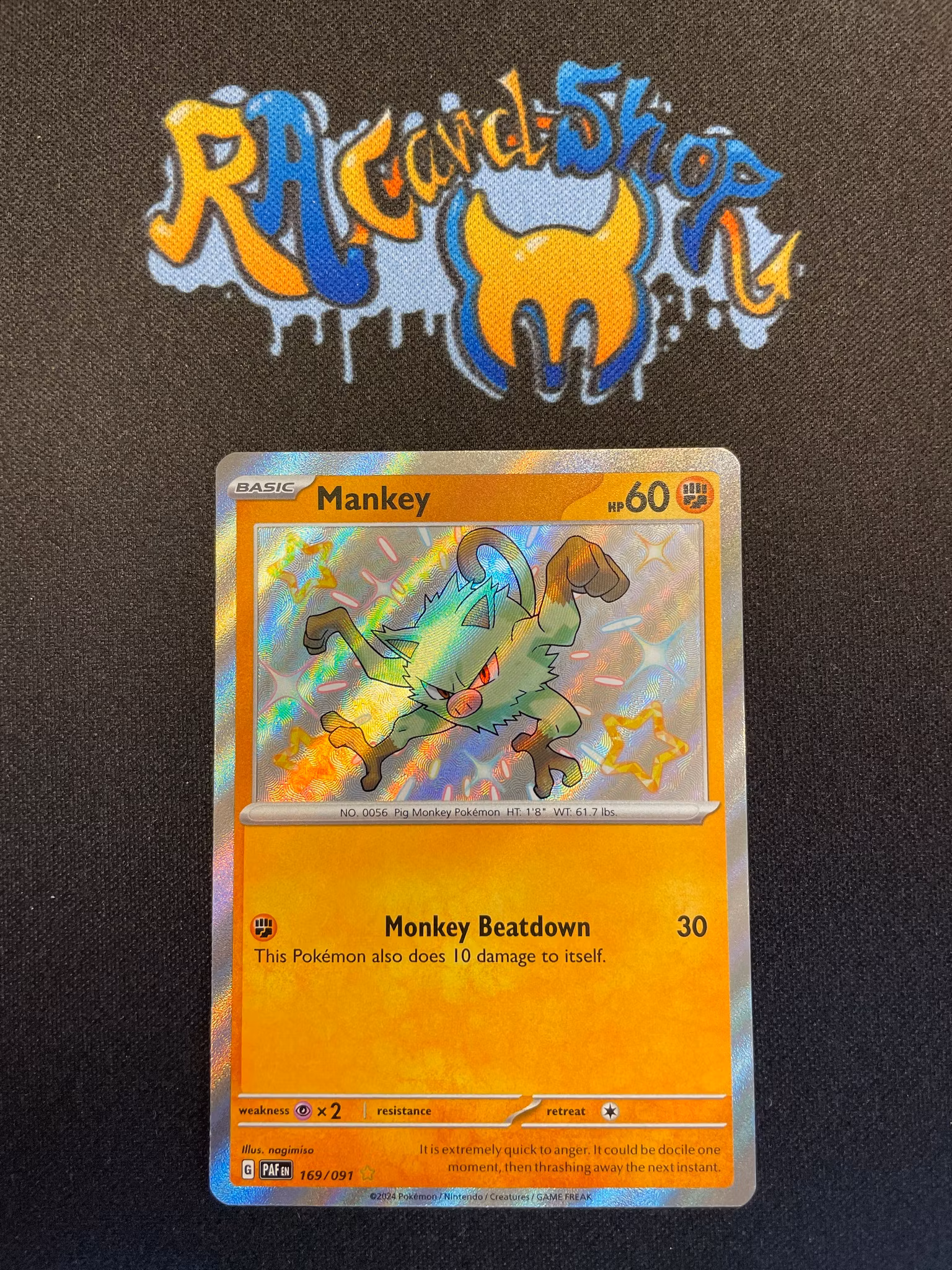 Mankey Shiny Rare 169/091 Paldean Fates Pokemon