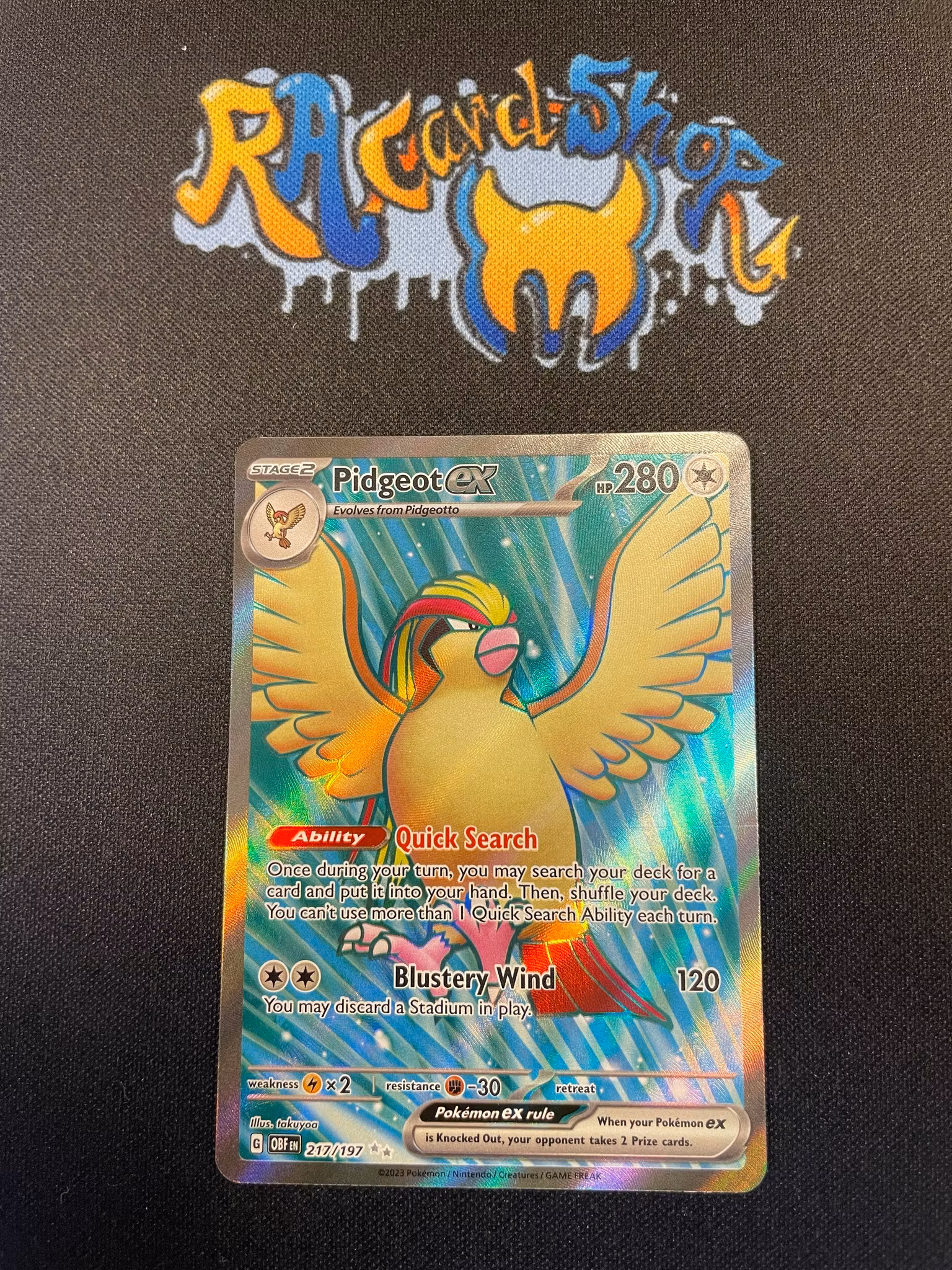 Pidgeot EX Full Art Secret Rare 217/197 Obsidian Flames Pokemon
