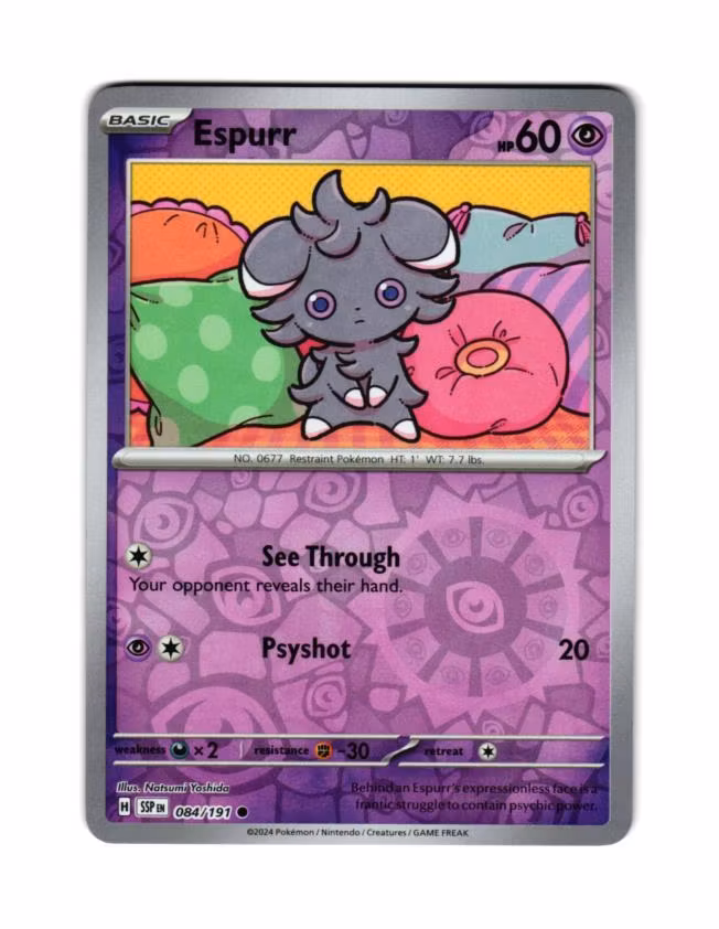 Espurr Reverse Holo Common 084/191 Surging Sparks Pokemon