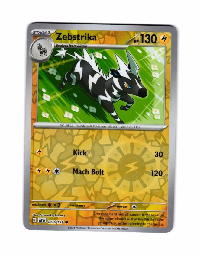Zebstrika Reverse Holo Common 063/191 Surging Sparks Pokemon