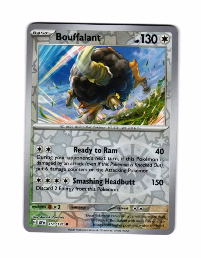 Bouffalant Reverse Holo Common 151/191 Surging Sparks Pokemon