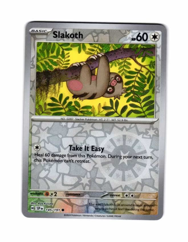 Slakoth Reverse Holo Common 145/191 Surging Sparks Pokemon