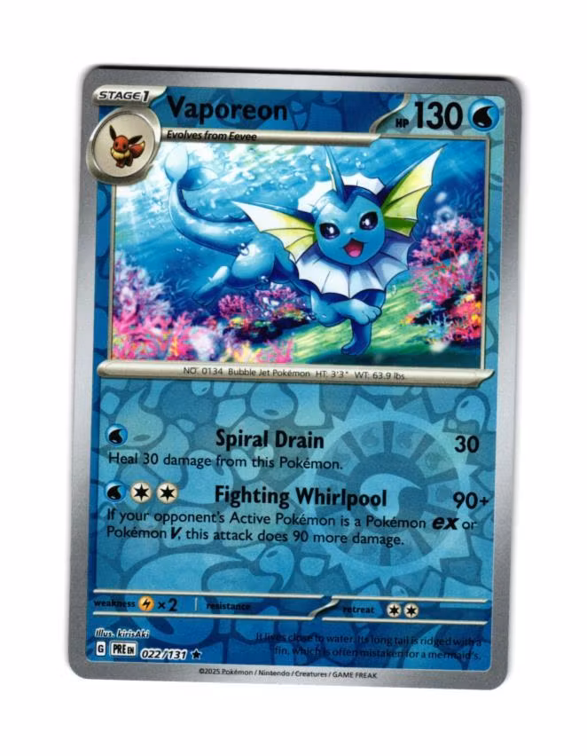 Vaporeon Reverse Holo Rare 022/133 Prismatic Evolutions Pokemon