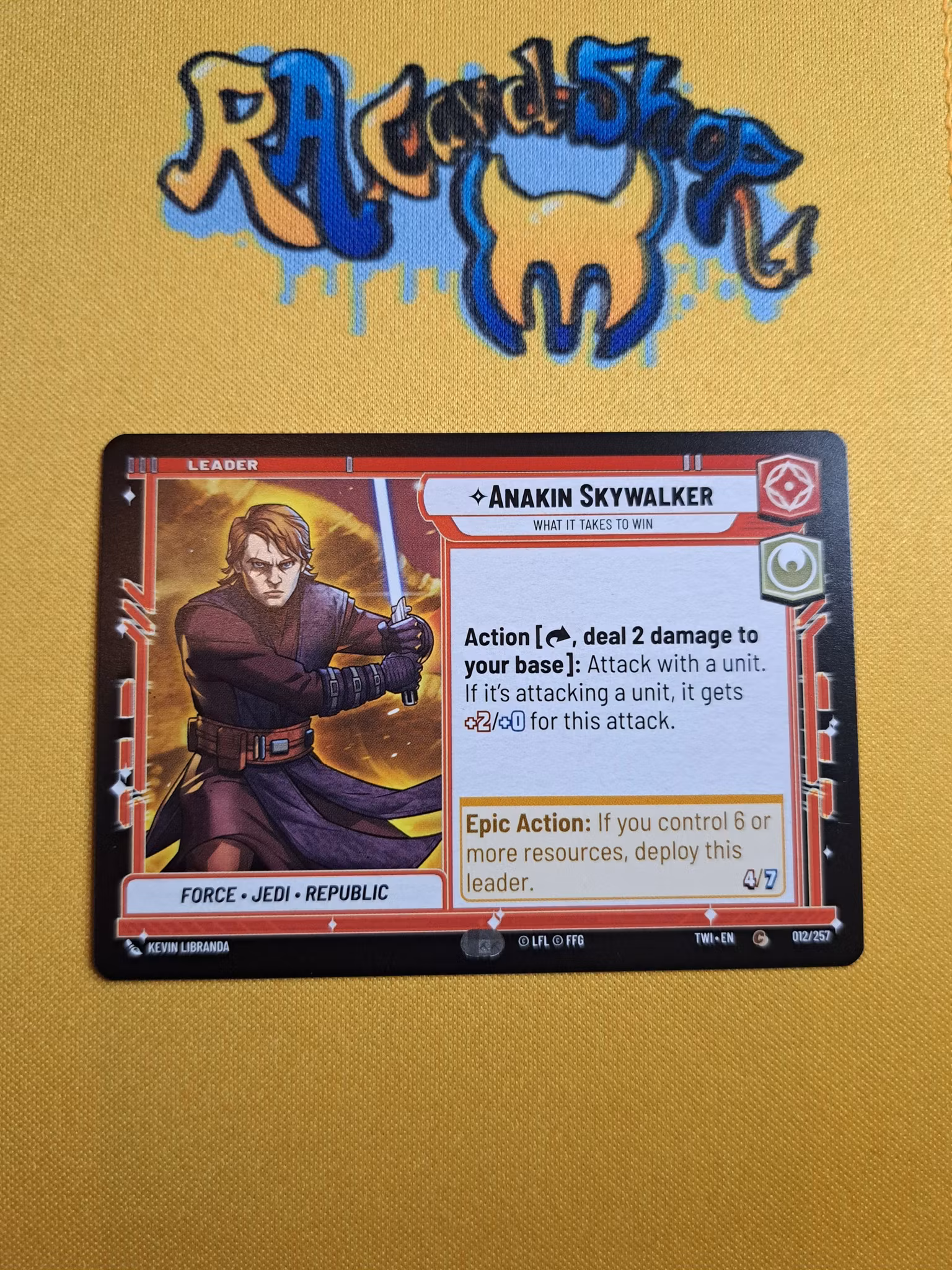 Anakin Skywalker Common 012/257 Leader Twilight of the Republic (TWI) Star Wars Unlimited TCG
