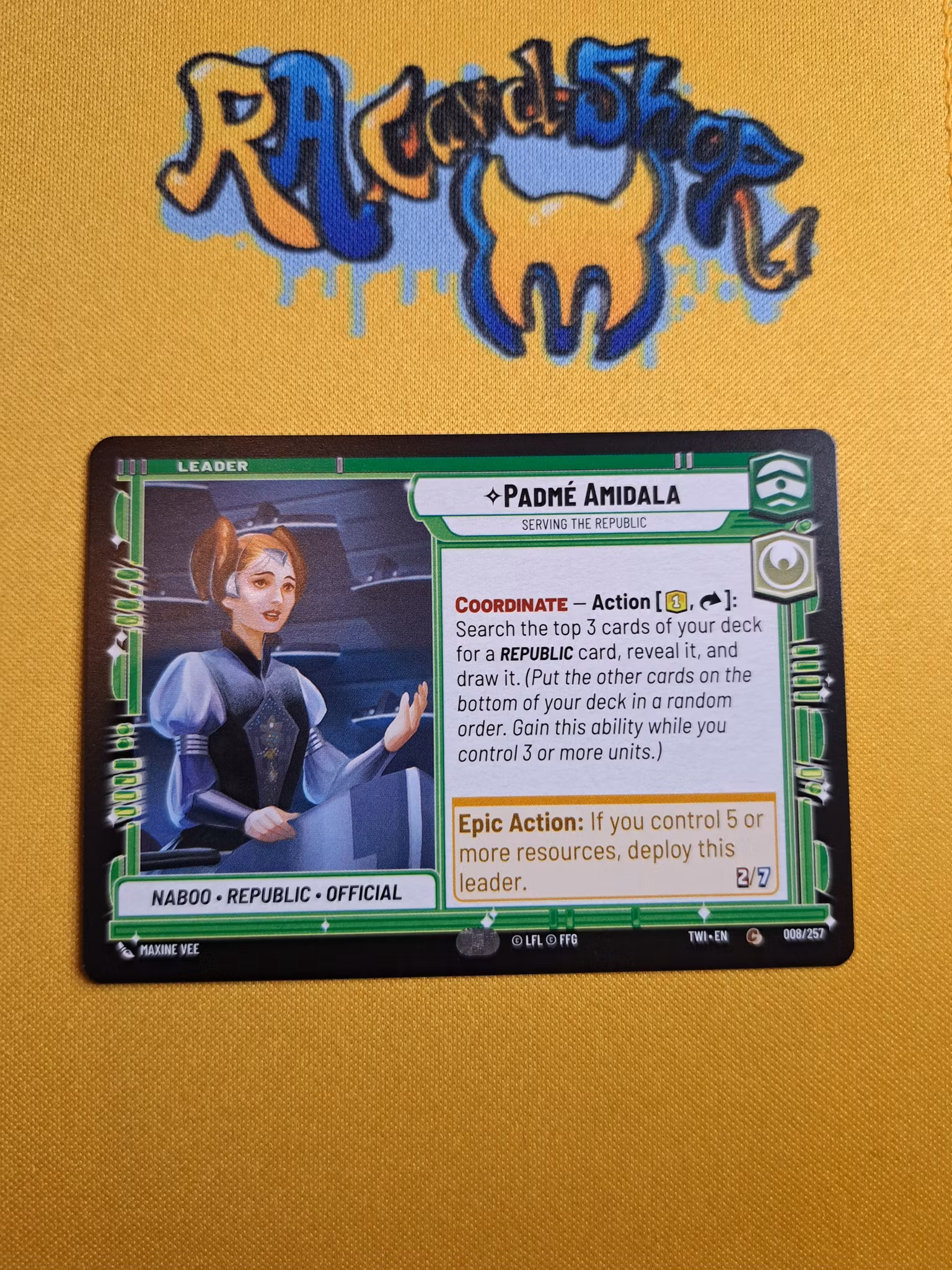 Padme Amidala Common 008/257 Leader Twilight of the Republic (TWI) Star Wars Unlimited TCG