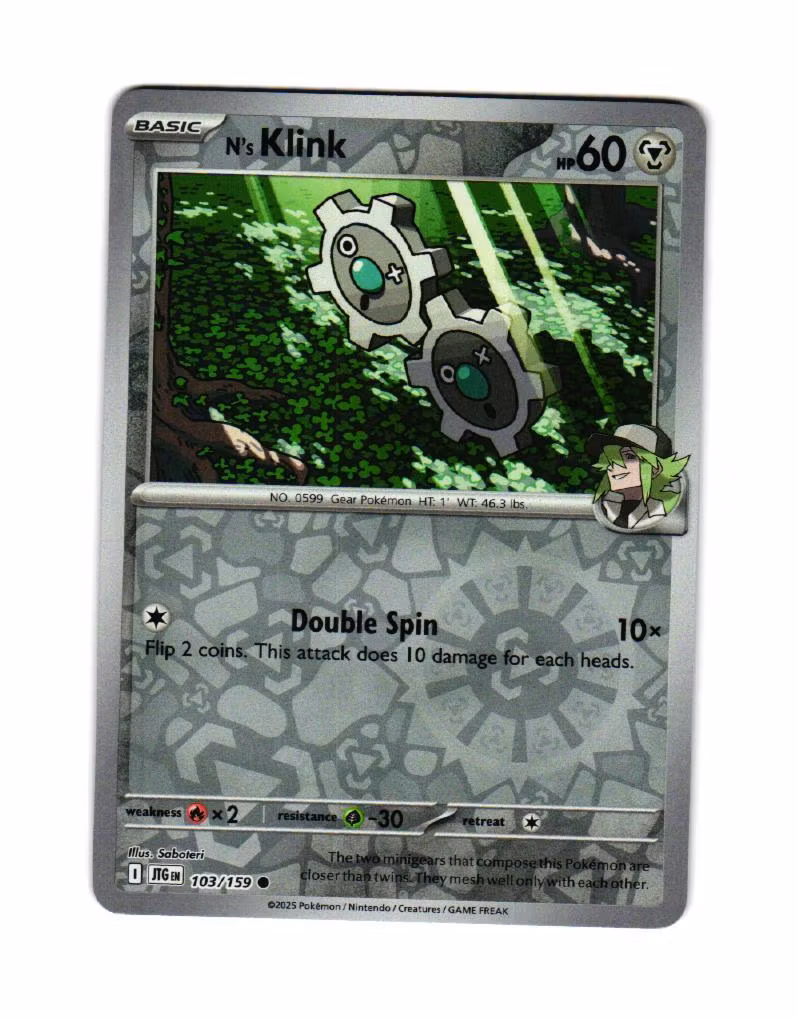 Ns Klink Reverse Holo Common 103/159 Journey Together Pokemon