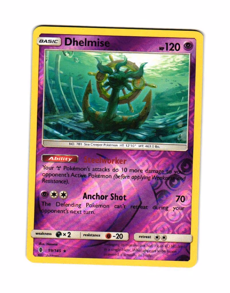 Dhelmise Reverse Holo Rare 59/145 Guardians Rising Pokemon