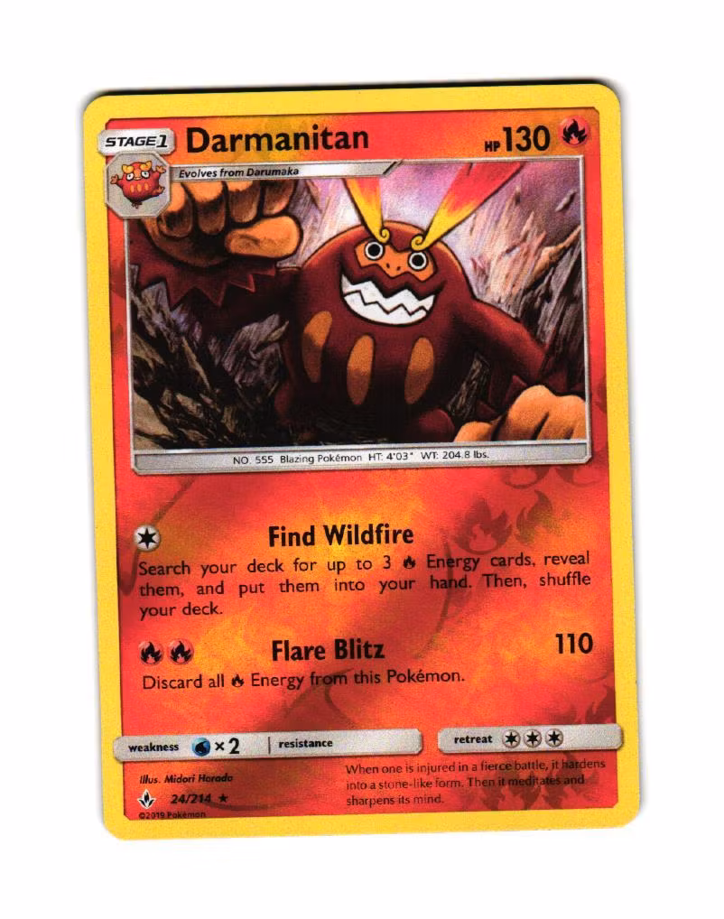 Darmanitan Reverse Holo Rare 24/214 Unbroken Bonds Pokemon
