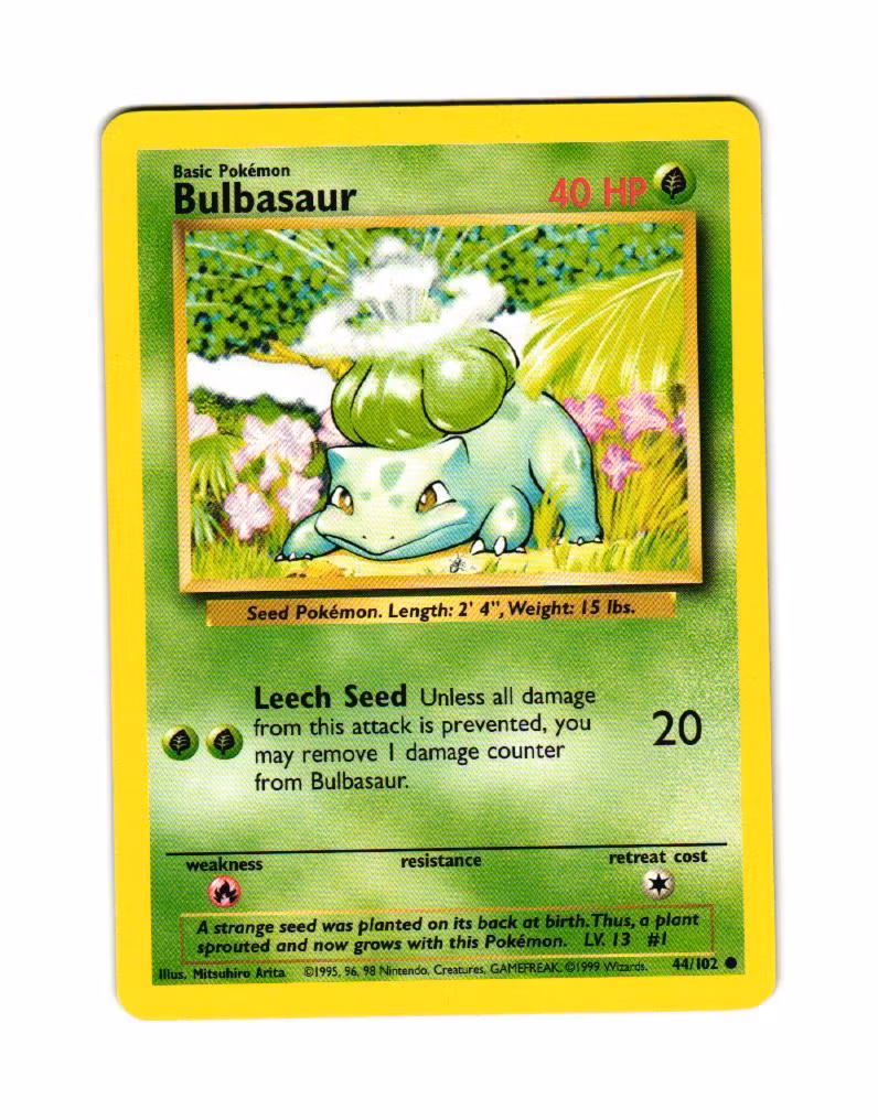 Bulbasaur Common 44/102 Base Set Pokemon TCG