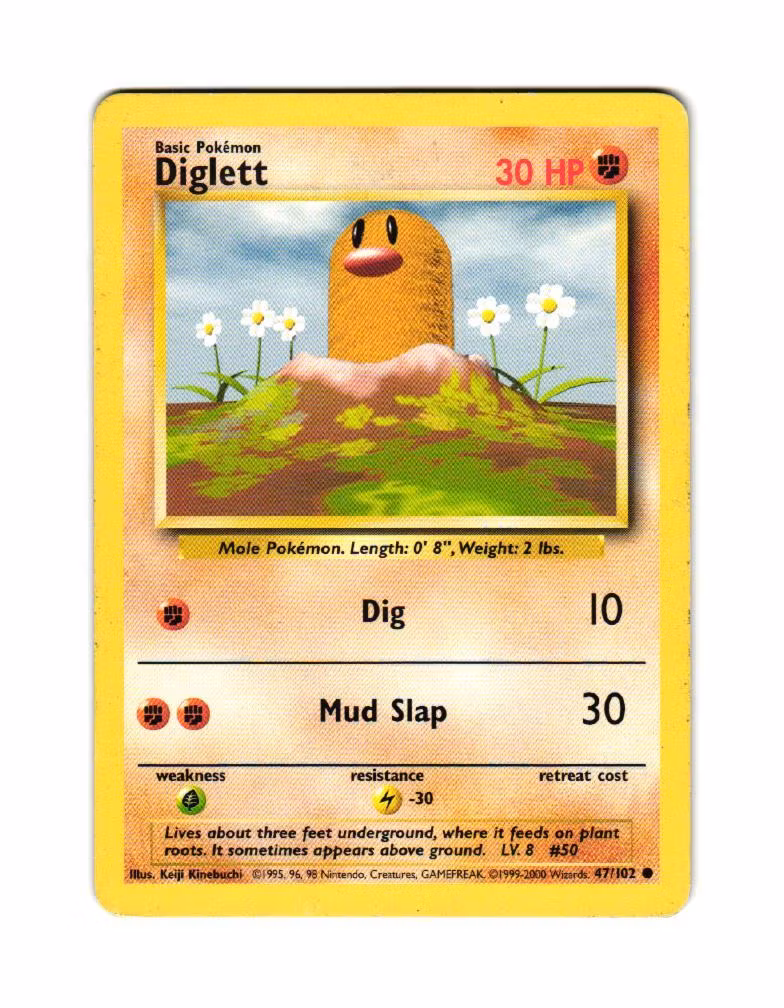 Diglett Common 47/102 Base Set Pokemon