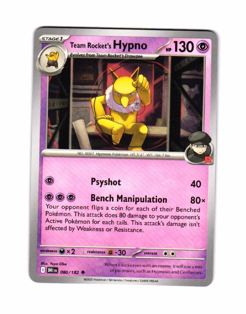 Team Rockets Hypno Uncommon 080/182 Destined Rivals Pokemon