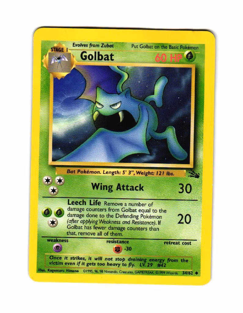 Golbat Uncommon 34/62 Fossil Pokemon TCG