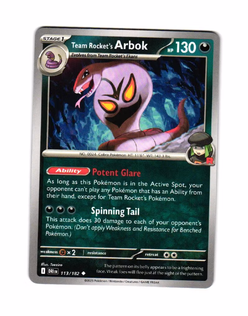 Team Rockets Arbok Uncommon 113/182 Destined Rivals Pokemon