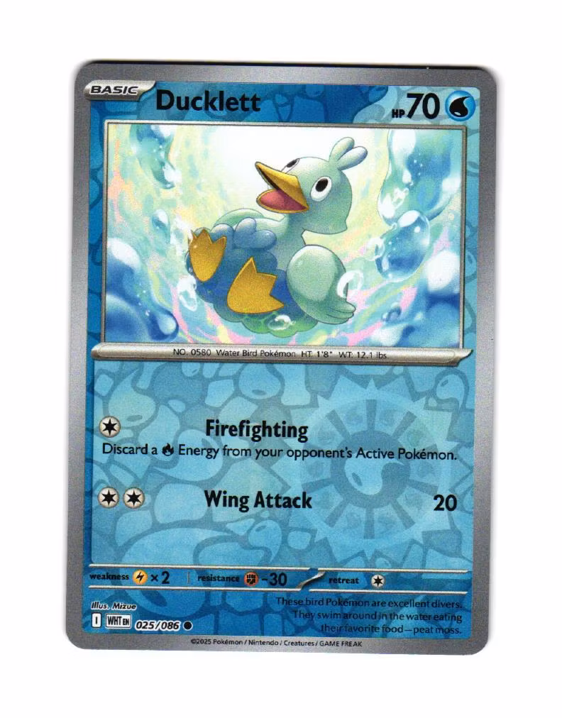 Ducklett Reverse Holo Common 025/086 White Flare Pokemon
