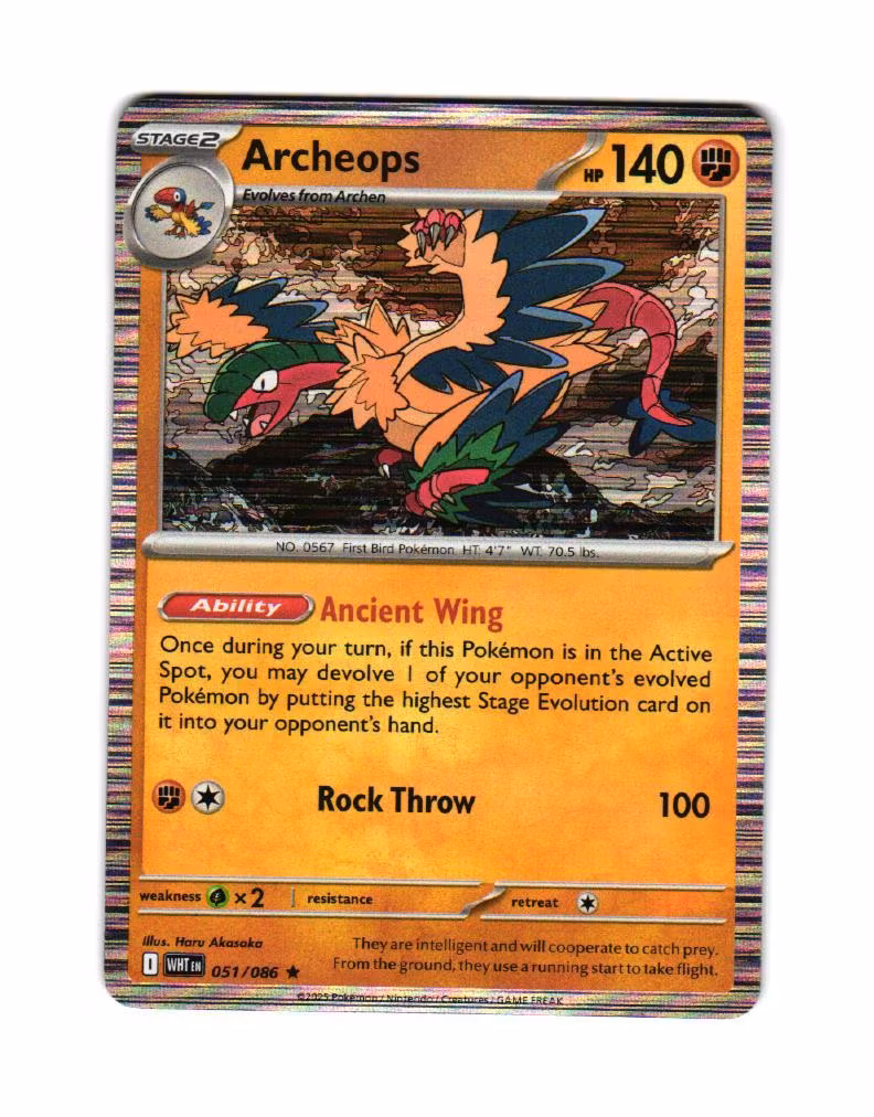 Archeops Holo Rare 051/086 White Flare Pokemon