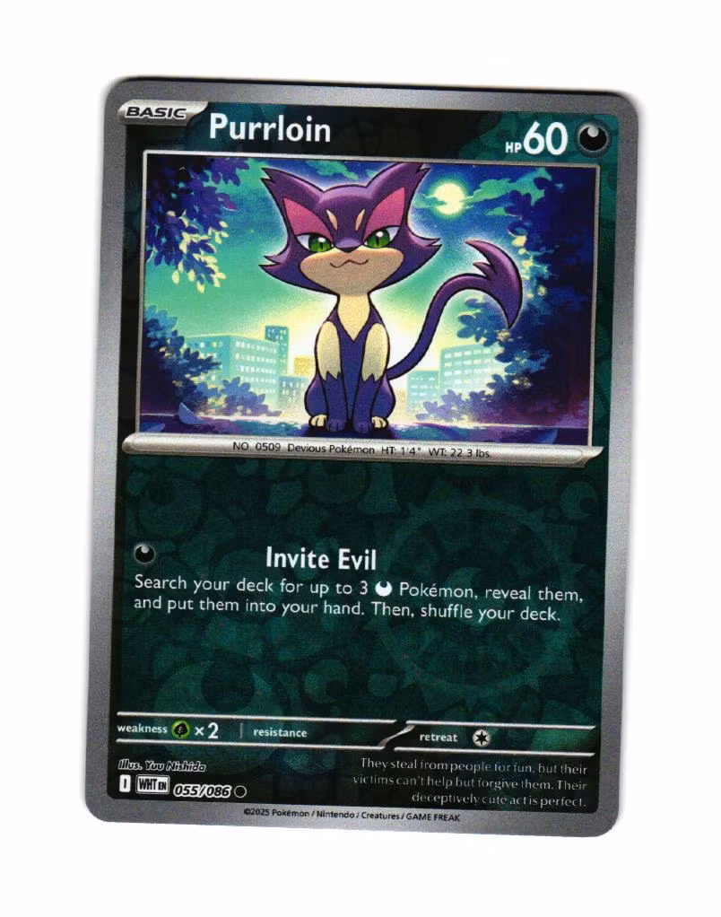 Purrloin Reverse Holo Common 055/086 White Flare Pokemon