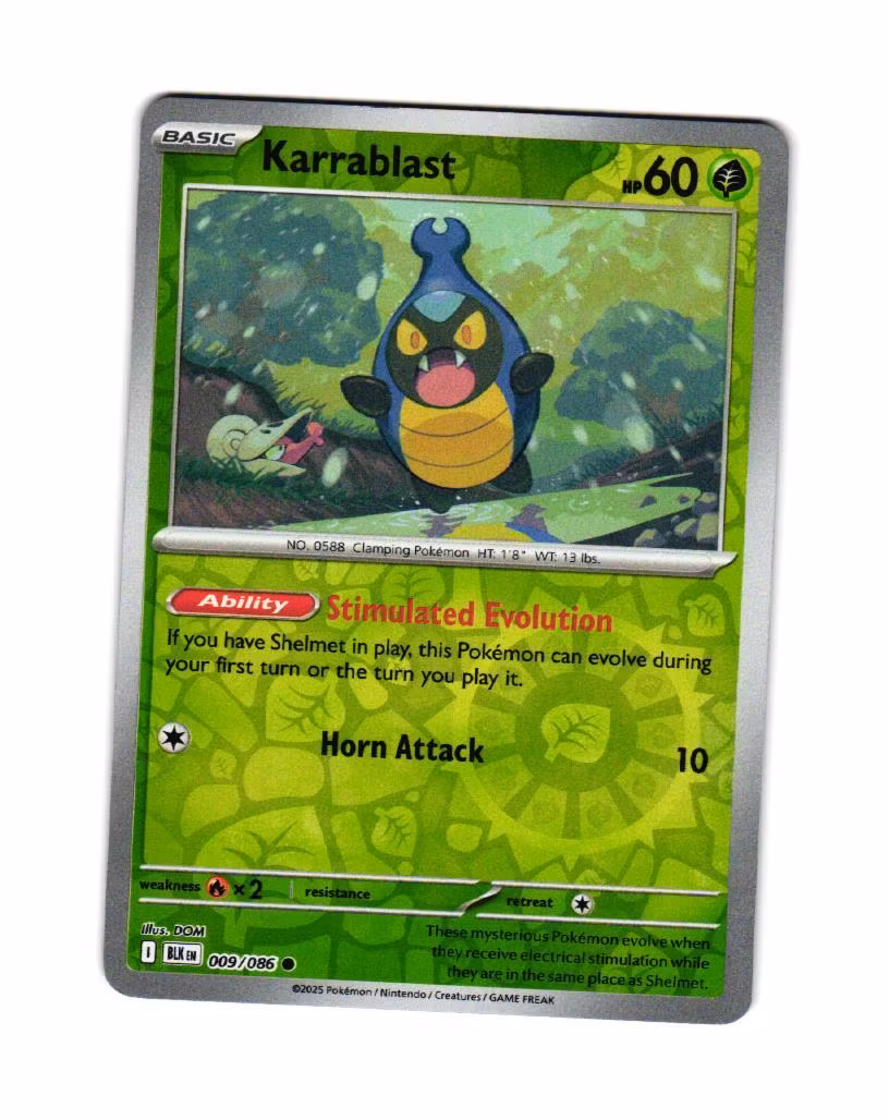 Karrablast Reverse Holo Common 009/086 Black Bolt Pokemon