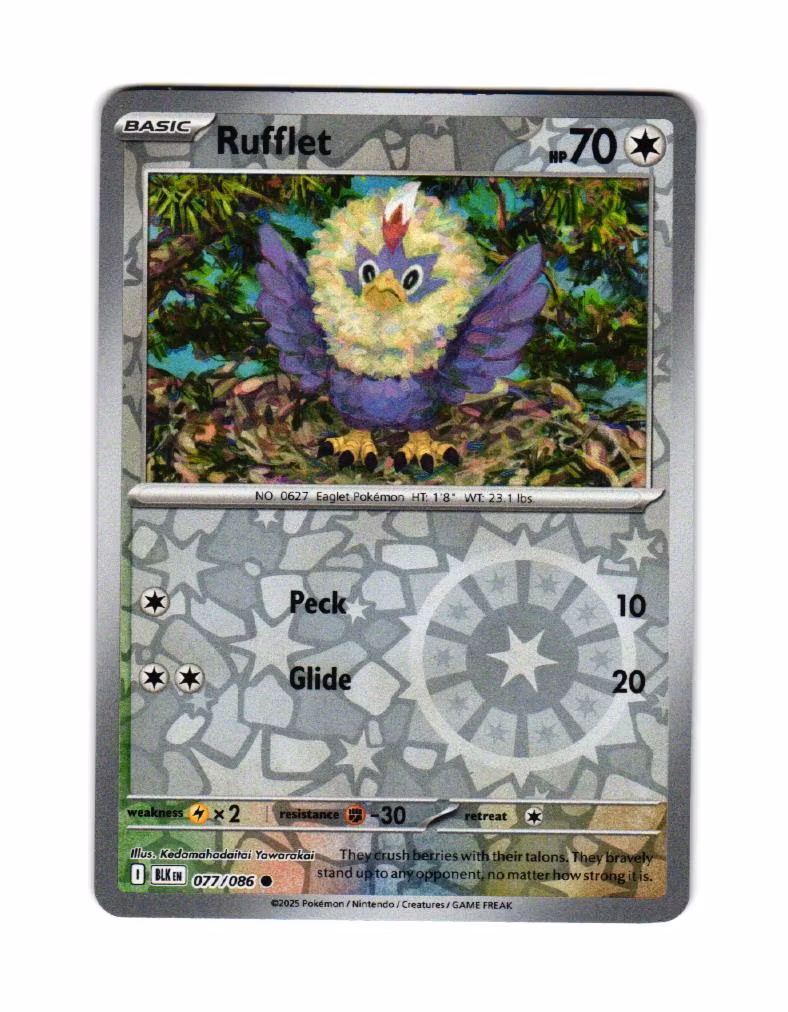 Rufflet Reverse Holo Common 077/086 Black Bolt Pokemon