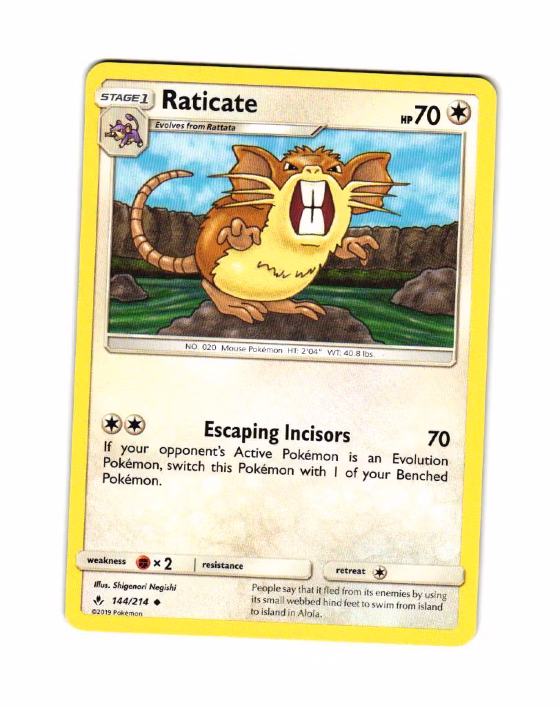 Raticate Uncommon 144/214 Unbroken Bonds Pokemon