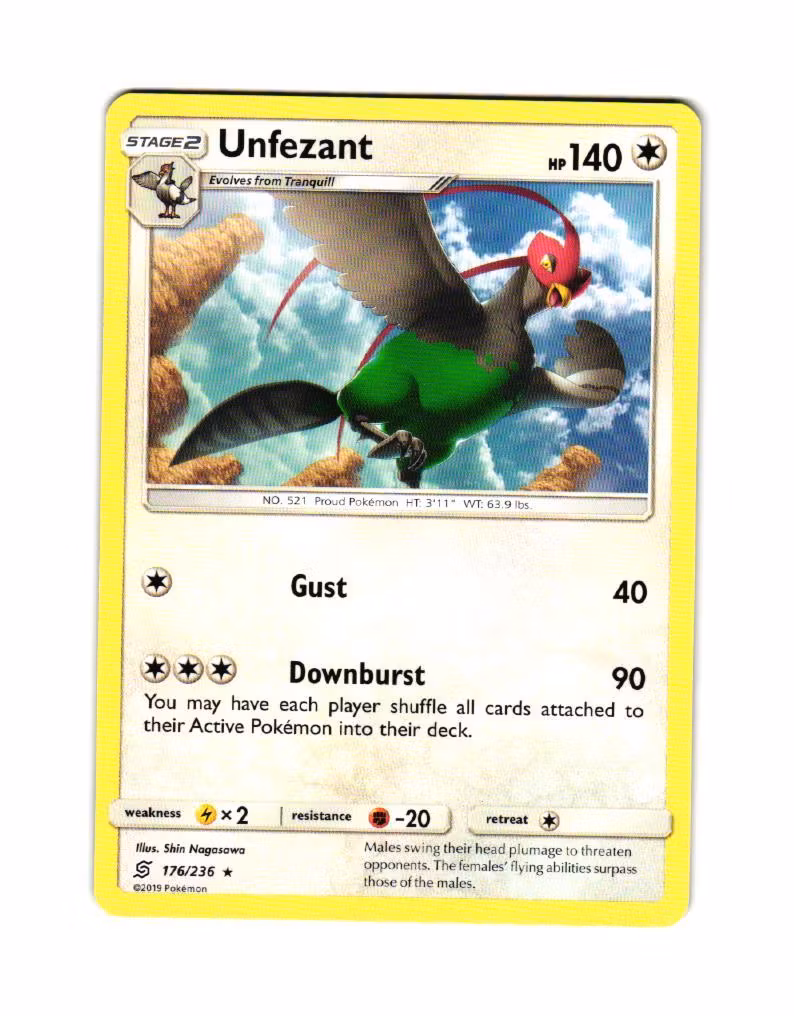 Unfezant Rare 176/236 Unified Minds Pokemon