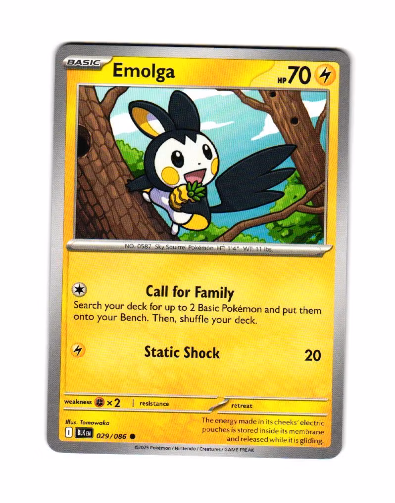 Emolga Common 029/086 Black Bolt Pokemon