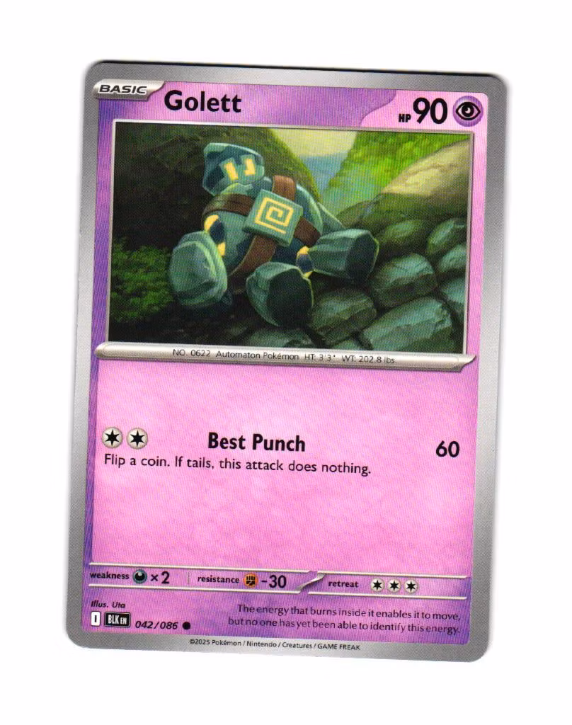 Golett Common 042/086 Black Bolt Pokemon