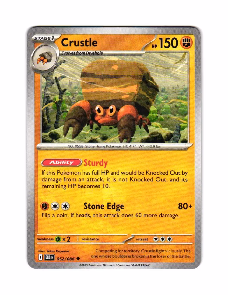 Crustle Uncommon 052/086 Black Bolt Pokemon