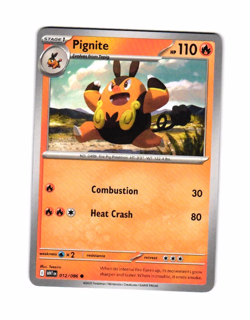 Pignite Common 012/086 White Flare Pokemon