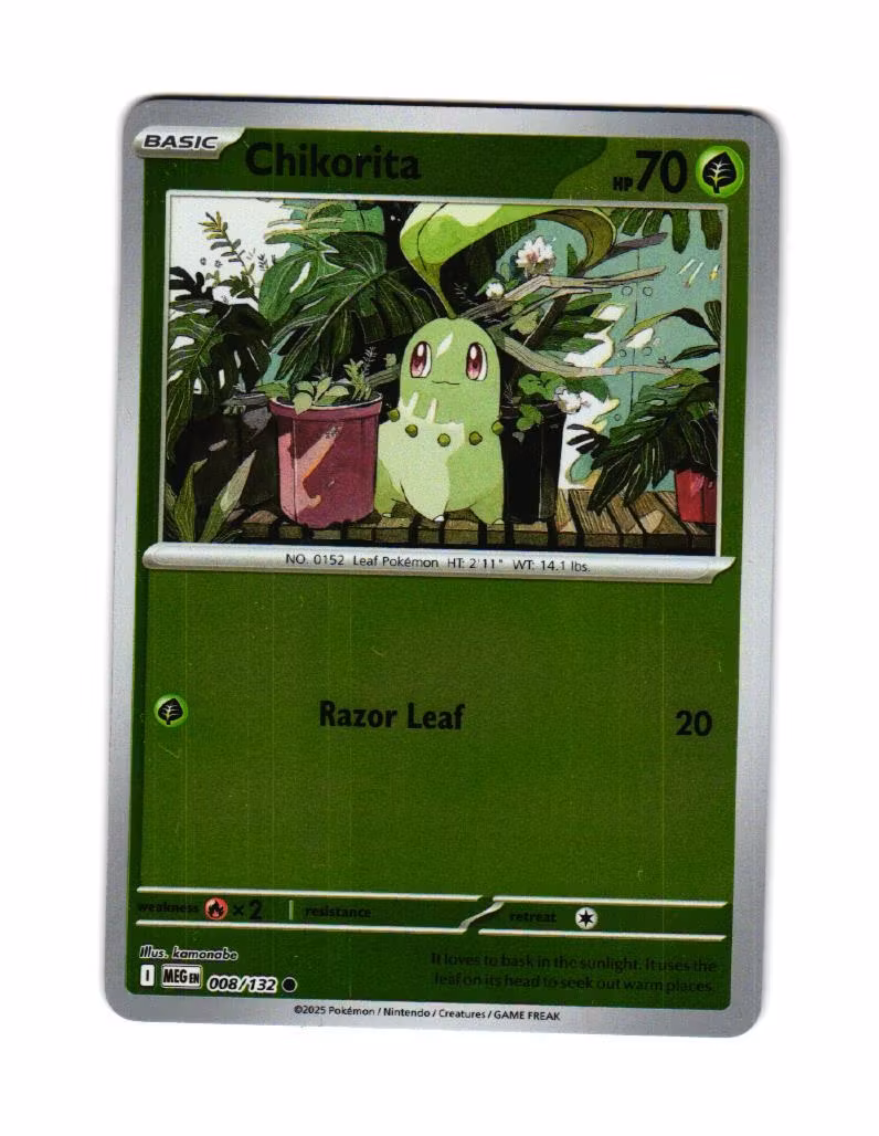 Chikorita Reverse Holo Common 008/132 Mega Evolution Pokemon